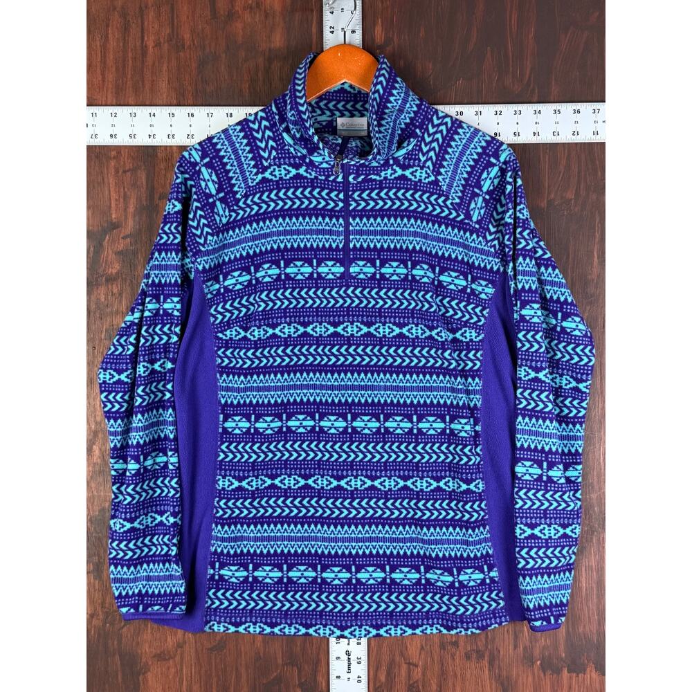 Columbia Sportswear Sweatshirt Fleece Geometric Winter Print Blue Womens XL GUC